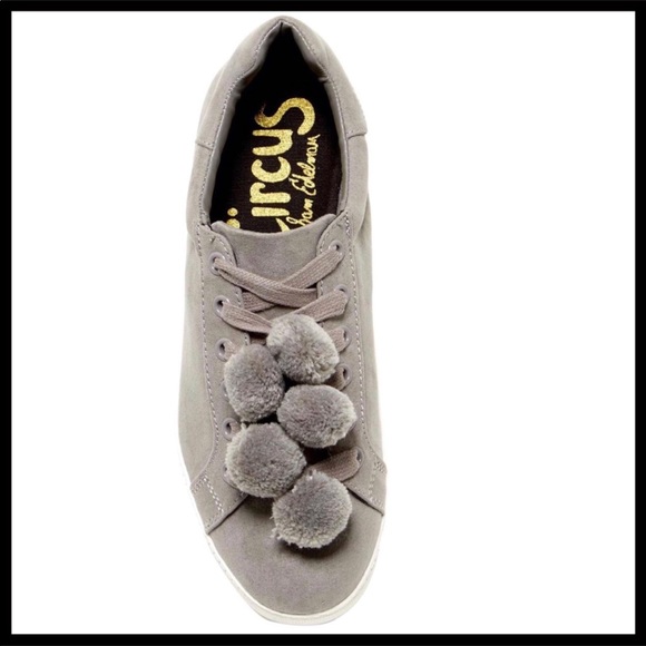 SAM EDELMAN LUXE GREY POM POM FLAT SNEAKERS - Picture 5 of 8